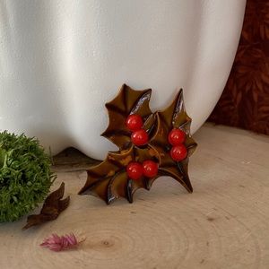 VTG- Holly Berry Brooch- Circa 1920s- 1930s